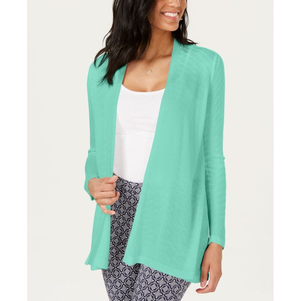 Charter Club Geo Stitch Open Front Cardigan